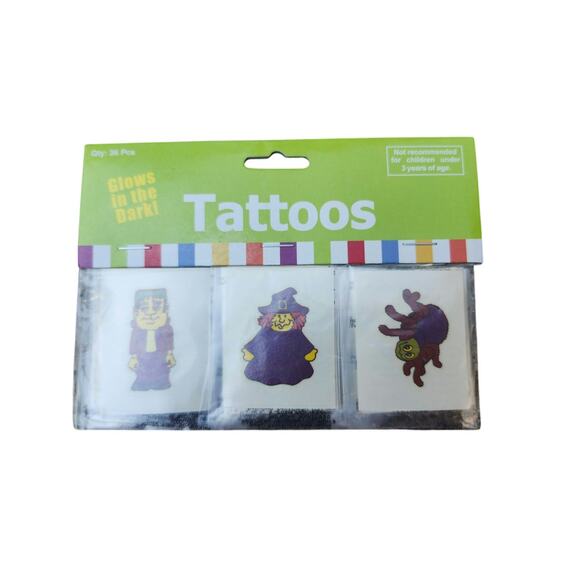 Halloween Glow in the Dark Temporary Tattoos for Kids 72 Count Spooky Scary - Picture 5 of 6